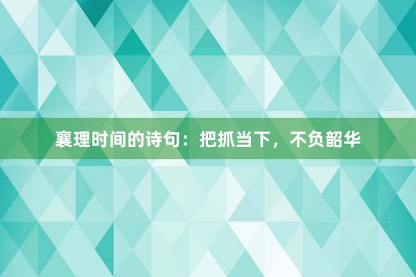 襄理时间的诗句：把抓当下，不负韶华